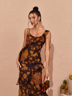 Zuri Ruffle Floral Printed Maxi Dress