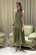 A Line Knit Fitted Maxi Dress