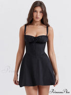 A-line Party Up Backless Women's Festive Spaghetti Sleeveless Sexy - Lace Mini Robe Strap Gown - Elegant Dress