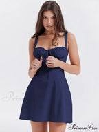 A-line Party Up Backless Women's Festive Spaghetti Sleeveless Sexy - Lace Mini Robe Strap Gown - Elegant Dress