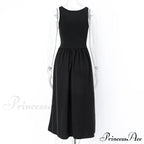 A Line Sleeveless O Neck Summer Casual Party Beach Club Midi Dress