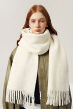 Thick Mohair Fringe Shawl Scarf