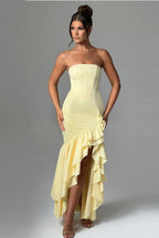 Strapless High Slit Backless Bodycon Slim Fit Elegant Prom Dress
