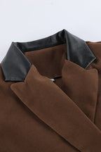 Brown Tweed Two Piece Blazer Skirt Set