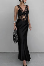 Hollow Out V Neck Mermaid Lace Dress