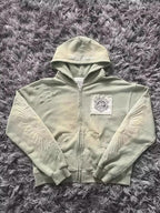 Embroidered Patch Zip Up Hoodie