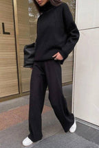 Knitted Solid Color Loose Casual Suit