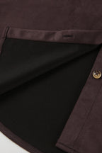 Brown Suede Loose Blazer Coat