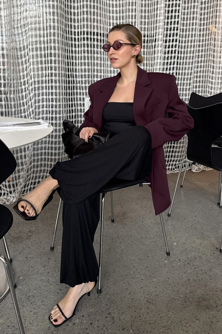 Burgundy Elevated Relaxed Blazer