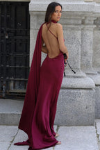 Solid Simple Elegant Tie Strap Sexy Maxi Dress