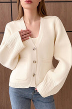 V Neck Pocket Detail Cardigan