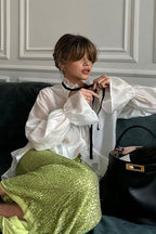 Sheer Bell-Sleeve Stylish Sexy Blouse