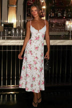 Lace Patchwork Printed V Neck Bodycon Floral Dress