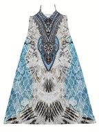 Gudrun Premium Sleeveless Dress with a Feather Pattern Chic Silhouette Collection