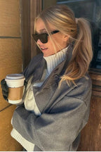 Chic Cropped Stand Collar Wool Coat