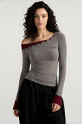 Color Block One Shoulder Knit Top