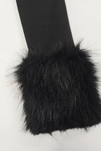 Faux Fur Collar Off Shoulder Bodycon Dress