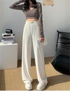 Beige High-Waisted Straight Slacks