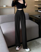 High-Rise Black Pleated Pants