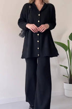 Casual Striped Jacquard Knitted Two-pieces Set