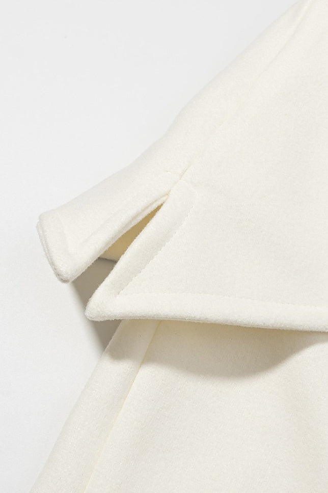 Wool Blend Wide Lapel Belted Overcoat