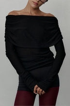 Sexy Off Shoulder Ribbed Sweater