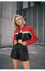 Cropped Moto Faux Leather Coat