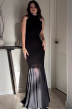 Solid Color Mesh Fitted Sexy Bodycon Maxi Dress
