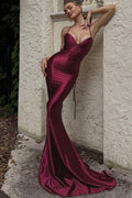 Sexy Deep Backless Lace Up Prom Dress