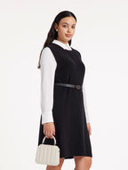 Black Vest Dress And White Shirt Dress Two-Piece Set