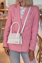 Check Set Double-Breasted Mid-Length Coat