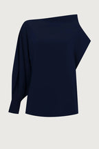 Cleo One Shoulder Irregular Balloon Sleeve Top and High Rise Pleated Button Waist Pocket Loose Pants Set