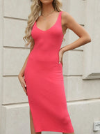 Giorgia Effortless Sleeveless Ribbed Knit Dress with Slit Everyday Luxe Edit