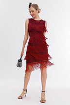 Vintage Beaded Fringe Party Dress