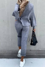 Casual Solid Color High Collar Pencil Pants Suits