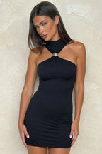 Metal Ring Strapless Mini Dress