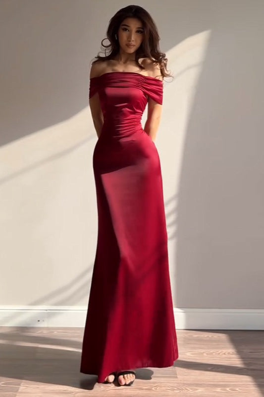 Satin Off-Shoulder A-Line Birthday Dress