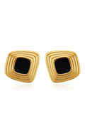 Geometric Layered Black Gold Earrings