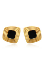 Geometric Layered Black Gold Earrings