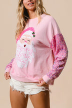 Christmas Casual Loose Round Neck Sequined Sleeve Sweatshirt