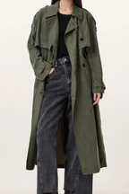 Suede Retro Casual Long Trench Blazer Overcoat