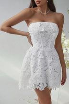 Bodycon Solid Embroidered Strapless Cocktail Dress