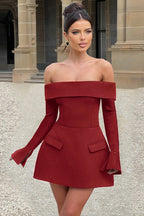Backless One Shoulder Strapless Slim LongSleeve A Line Chic Cocktail Dress