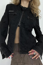 Black Washed Denim Jacket