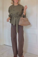 SHORT KNIT COAT WITH BELT