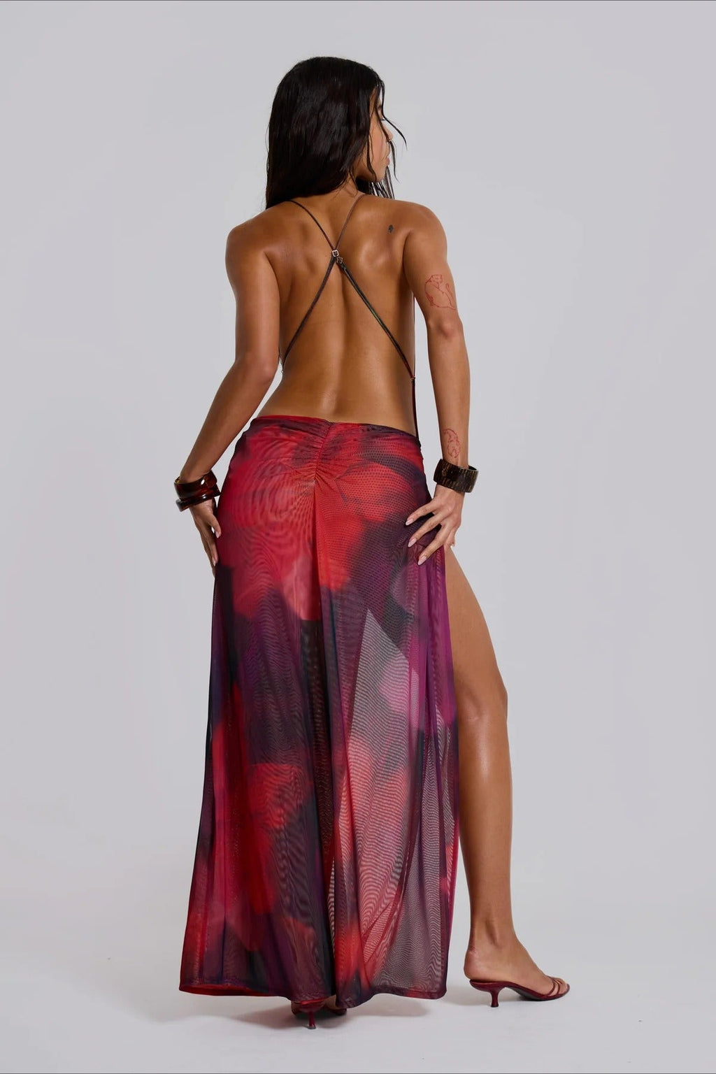 Tie Dye Halter Backless Vacation Dress