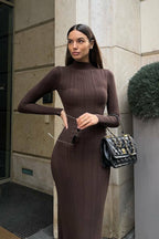 Vintage Long Sleeve Off Shoulder Maxi Dress