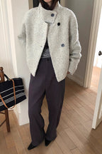 Wool Trendy Sweet Loose Snap Coat