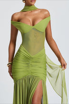 Off Shoulder Spliced Mermaid Slim Fit Prom Dress
