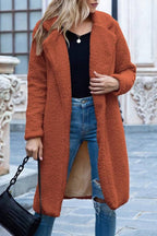 long coat with plush suit collar